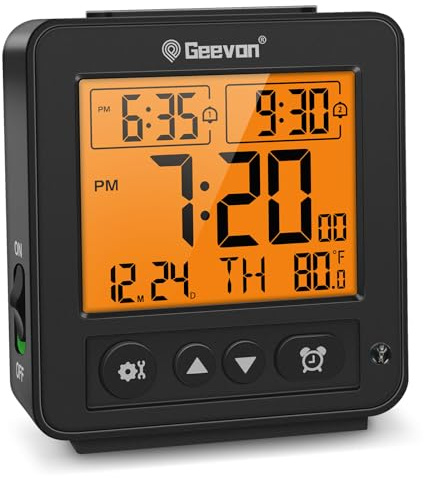 Geevon Small Digital Alarm Clock,Travel Clock with Backlight & Temp