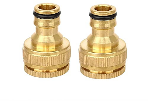 SBYMX 2pcs Connecteur de Robinet en Laiton, Adaptateur de Robinet, Robinet de Tuyau connecteur de Robinet à Filetage 1/2 et 3/4 avec Joint en Caoutchouc pour Potager