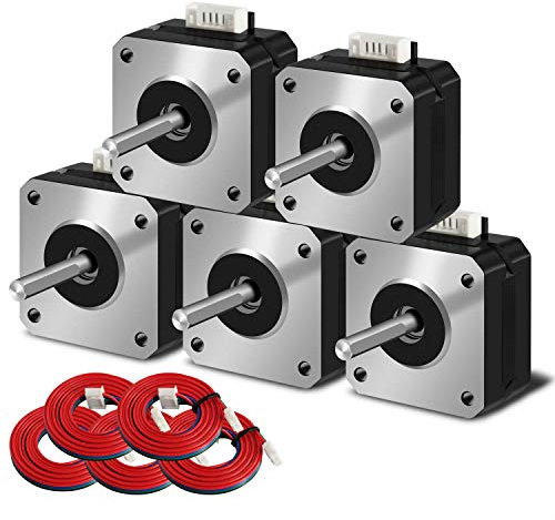 iMetrx Nema 17 Stepper Motor 5 Stück,42x23mm 17HS4023 Pancake Motor 1.5A-3.8V 2 phase 4 wires 1.8 degrees with 1Meter cable for 3D Printer Motors