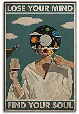 yydds Vintage-Poster Lose Your Mind Find Your Soul, inspirierendes Poster, Leinwandposter, Wandkunstdruck, ästhetische Raumdekoration, Heimbüro-Dekoration, 30 x 45 cm, ungerahmter Stil