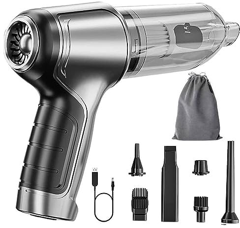 Mini Aspiradora de Mano InaláMbrica 3 en 1 para Coche,Aspiradora de Mano,FuncióN HúMeda/Sec,120w PortáTil Aspiradora Recargable,para Coche,Hogar,Oficina,Pelos de Mascotas (Motor sin escobillas-Plata)