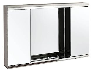 PADG Spiegelschrank Aus Kunststoff, Spiegeltür Mit Abgeschrägten Kanten Und Metallrahmen Mit Runden Ecken, Oberflächenmontage