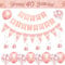 40th BIrthday Decorations for Women-Rose Gold 40th Birthday Banners for Her,40th Party Decor Happy 40th Birthday Banner Bunting Foil Hanging Swirls Triangle Flags Confetti Latex Balloons