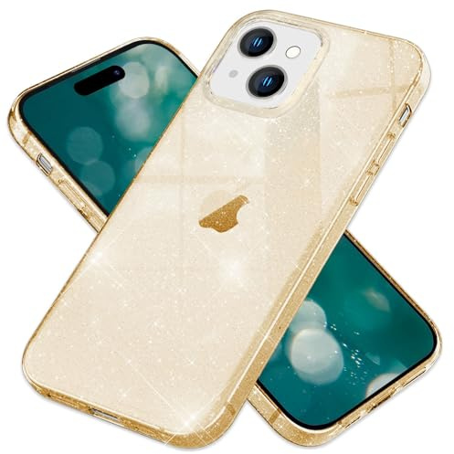 NALIA Glitzerhülle für iPhone 15 Plus - Hülle, Gold