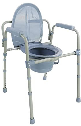 PEPE Mobility Silla WC con Tapa, Altura Regulable, Cubo extraible, Silla Orinal para Personas Mayores, Gris