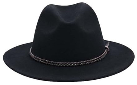 Wasserdichter Wollhut mit breiter Krempe Cowboy-Filzhut britischer Retro-Ritterhut Woll-Fedora-Hüte Cloche-Wollfilzhut Black 54-56CM S