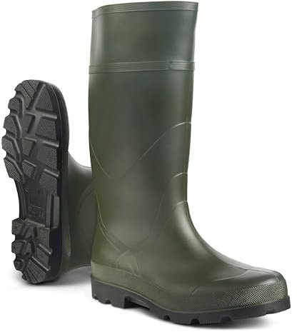 JUJU Stivali di gomma da uomo | Stivali impermeabili al ginocchio | Stivali in PVC resistente | Wellys multiuso da uomo, Verde, 39 1/3 EU