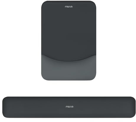 MOSISO Wrist Rest Support for Mouse Pad&Keyboard Set, Rectangular Ergonomic Mousepad Non-Slip Base Home/Office Pain Relief&Easy Typing Pad with Neoprene Cloth&Raised Curved Memory Foam, Slate Gray