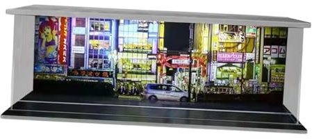 Maßstab 1:64 Parkplatz LED-Vitrine Simulation Straßenszene Fahrzeug Garage Vitrine, 300 x 133 x 100 mm, Straße
