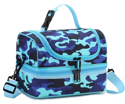 VASCHY Bolsa isotérmica para comidas infantiles, bolsa de almuerzo portátil con compartimentos separados, reutilizable para niños, bolso de almuerzo con correa ajustable para escuela y pícnic,