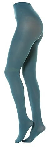 Gi&Gi Collants colorés pour femme couvrant 50 deniers avec microfibre douce, ceinture confortable et cheville en coton, Bleu paon, S/M