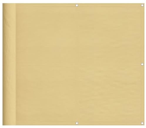 vidaXL Balkon Sichtschutz, Balkonbespannung mit Aluminium-Ösen, Balkonverkleidung Wasserfest, Balkonabdeckung Windschutz, Sandfarben 90x1000cm 100% Polyester-Oxford