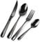 16 Piece Cutlery Set, Black Stainless Steel Knife and Fork Sets Service for 4, Hammered Pattern Design Tableware with Forks/Spoons/Knives, Modern Silverware Set for Home/Restaurant/Party