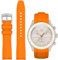REBANDACE Curved Silicone Replacement Strap for Omega X Swatch Speedmaster Moonswatch Watch, 20mm, Soft Swatch Omega Strap for Men Women (Orange)