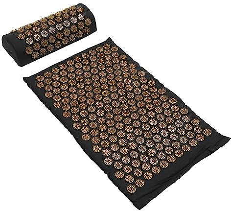 PLAFOPE 2 Stück Massage mit Akupunktur Massagematte und Massagekissen aus Baumwollstoff Leicht und Atmungsaktiv Inklusive Tragetasche für Effektive Schmerzlinderung