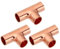 PATIKIL 10mm ID 1mm Épais Raccord en Té en Cuivre, 5Pcs 99,9% Voies Cuivre Pure Raccord de Tuyau, Connecteur de Tube à Rayon Court avec Connexion Soudée à la Sueur