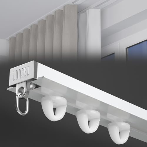 Rail Rideaux Plafond Système de Rail Coulissant pour Rideaux en Alliage D'aluminium de 1 à 8 m de Long, Boîte de Rail de Rideau Encastrée pour Douche / Cuisine, Tringle à Rideaux en Métal Cachée(3.0m(