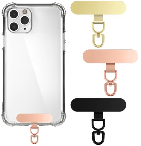 HJZHII 3 Stück Edelstahl Handy Kette Halterung Patch,Handyschlaufe Universal Tether Tabs,Lanyard Handy Handykette Universalpads Diebstahlschutz Handyband Pads für Phone Anti Verlust Ultradünnem