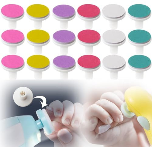 Fokroin 18 Pcs Lime à Ongles Électrique pour Bébé, Coupe Ongle pour Bébé, Tampons de Rechange pour Coupe-Ongles, Têtes de Meulage Remplacables pour Nouveau Né Enfant et Adulte Orteils