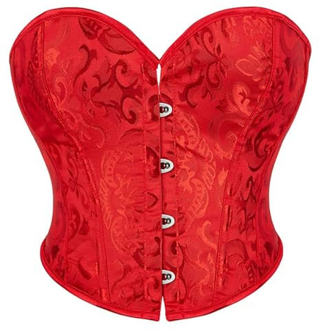 KONG JIMFAN Black Friday Korsett Damen Bustier Corsage Schnürung Corset Renaissance Tops Sexy Slim Fit Korsett Für Damen Ärmellos Abend-Party Mittelalter Vintage Yogahose Kostüme Frauen(#E Red,3XL)