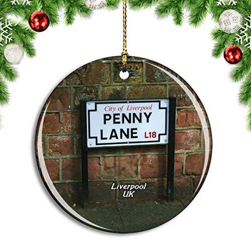 Weihnachtsbaumschmuck 7.3cm, Großbritannien England Penny Lane Stadt Reise Runde Keramik Ornament Lustige Weihnachtsschmuck Premium Christbaumschmuck Anhänger Für Party Neujahr Geschenk Hausdeko