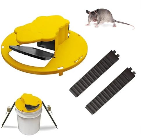 Mice Mouse Trap Bucket Flip Lid - 5 Gallon Rat Catcher Humane Reusable Slide Mouse Trap - Indoor Outdoor Smart Flip N Slide Bucket Lid Mouse Trap