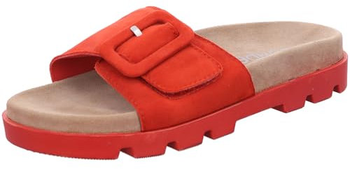 Rohde Damen Pantolette aus Veloursleder mit überzogener Schnalle Venezia 6311, Größe:40 EU, Farbe:Rot