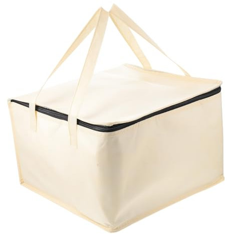 OKUMEYR Bolsa Térmica Para Alimentos Para Llevar, Aislante Para Pasteles, Tamaño 35x35x23 Cm, Color Beige, Capacidad Extra Alta Para Picnic y Comida Al Aire Libre