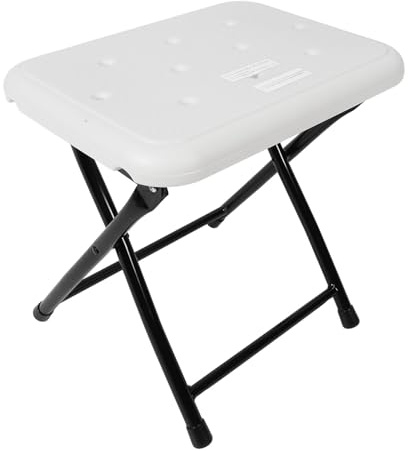 Folding Shower Chair, Stainless Steel Foldable Seat Height Adjustable Stool Portable Travel Collapsible Bath Bench for Elderly, Senior, Handicap Disabled Inside Bathtub,