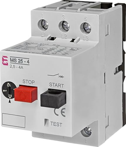 Motorschutzschalter, 4-6,3A, CE-Zertifiziert, Start-Stop-Funktion, Grau
