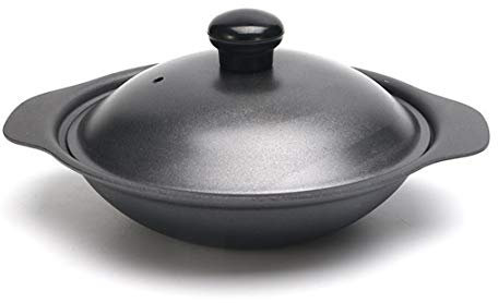 Cast Iron Mini Wok with Lid, 22cm/24cm/26cm for Induction Cooker, Table Presentation Wok for Single/Multi User, Household Small Hot Pot, Cast Iron Non-Stick Pan - 26cm