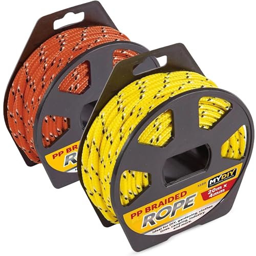 MY DIY Braided Rope 15M Polypropylene Rope on Reel Strong Heavy Duty Multipurpose 5.5MM Thick Ropes Tactical Paracord Utility Cord for Bracelet Crafting DIY Clothes Line Camping Outdoor Garden