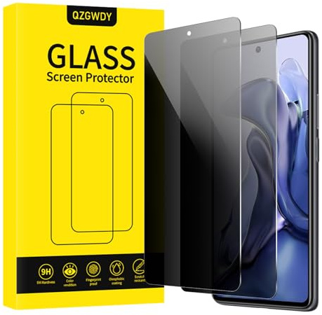 QZGWDY Verre Trempé Anti-Espion pour Xiaomi 11T/11T Pro, Lot de 2 Film Protection Écran Vitre Protecteur Protege Sans Bulles, Dureté 9H, Facile à Installer
