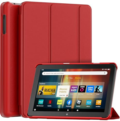 Smart Trifold Stand Case with Auto Wake/Sleep, Please Refer to Emerald for Compatible Models - Red