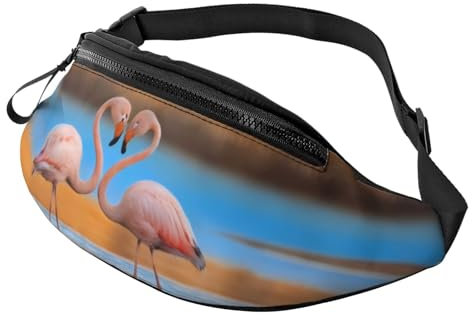 Modische Bauchtasche mit Flamingo-Motiv für Männer und Frauen, große Hüfttasche mit Reißverschlusstaschen, verstellbare Hüfttasche für Fitness, Training, Klettern, Laufen, Wandern, Hundespaziergänge