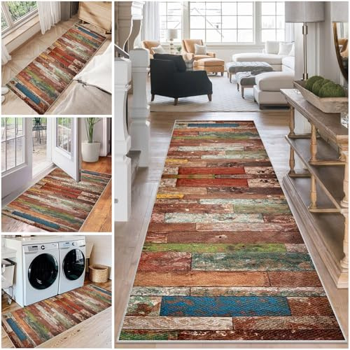 Läufer Flur Rutschfest 120 x 450 cm KüchenläUfer Teppich Küche Waschbar Flurläufer Lang Korridor Teppich Küchenteppich Vintage Teppich Läufer für Küche Eingang Wohnzimmer, Bettumrandung Schlafzimmer