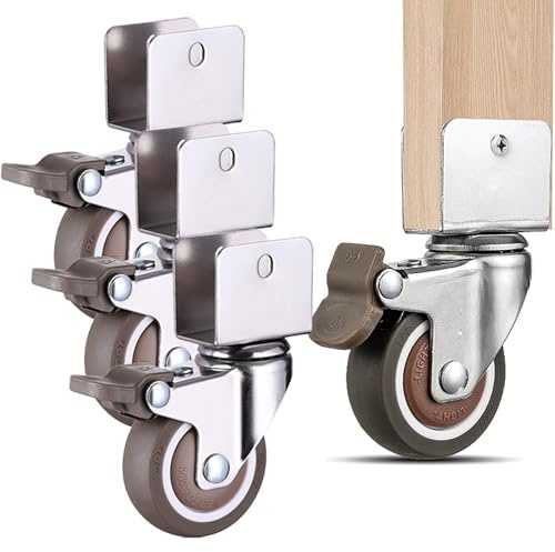 4X Möbelrollen mit bremse,U-Typ Rollen Möbel Kleine Transportrollen(25mm) | Lautlose Gummirollen 360° Drehbar Lenkrollen Schwenkrollen für Transport palettenmöbel Tisch Kabinett,Tragkraft 120 Kg