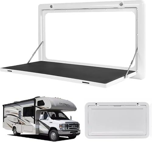 TOOSOAR Wandklapptisch für Wohnmobile und Camper Zubehör, Klapptisch Wandmontage Aluminium Weiß 80x45cm, Wohnwagen Tisch mit 25KG Tragfähigkeit für Picknick im Freien​