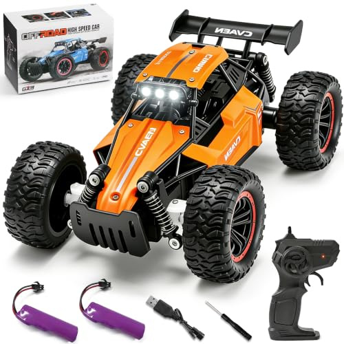 Jiakora Voiture Télécommandée, 2,4 Ghz 1/16 RC Car Jouet pour Enfant 3+ Ans | Tout-Terrain Monster Truck Télécommandé à Boîtier Métallique, Avec lumière, 2 Piles 50 Min, Jouet Cadeau pour Enfant Garçons