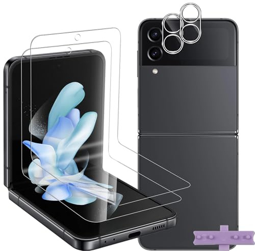 Lutree for Samsung Galaxy Z Flip 4 5G Screen Protector, 2+2 Pack TPU Film [Not Glass] + Tempered Glass Camera Lens Film, HD Anti-Scratch, Case Friendly, Bubble-Free Flexible Protector for Z Flip4