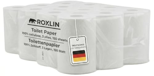 Roxlin Premium Toilettenpapier, 3-lagig, Ultraweich, Saugstark, Hautfreundlich, Hypoallergen, Reißfest, Luxuriöses Design (24)
