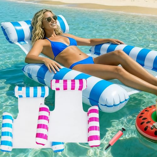2 pezzi Amaca ad acqua, 4 in 1 Sedia Galleggiante per Piscina, Air materasso piscina accessori divertimento, Wasser hammock Air materasso
