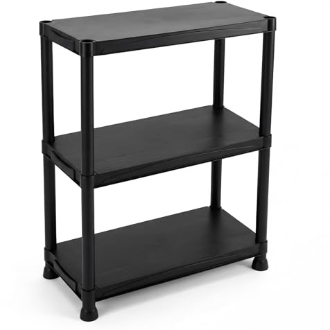 Panana Plastic Shelf Storage Shelves 3/4/5 Tier Garage Shelving Racking Shelf Storage Shelving Unit Utility Rack Shelf for Home Warehouse, Kitchen,Workshops,Garden,Offices (3 Tier)