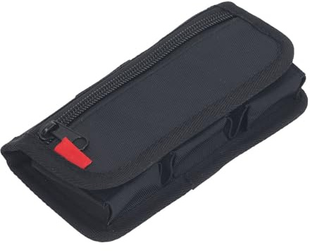 Bewinner Batteriefachhalter, PVC-Schutztasche mit 4 Taschen für LP-E6 LP-E17 FZ100 FW50 F550, für 3 Batterien und 4 AA, Kompakter Gürtelclip für Unterwegs