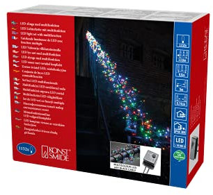 Konstsmide Micro LED Büschellichterkette Cluster, mit 8 Funktionen, Steuergerät und Memoryfunktion, 1152 bunte Dioden, 36V Außentrafo, schwarzes Kabel - 3864-500, Bunt