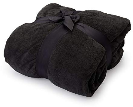 Lumaland Kuscheldecke 170x200cm mit Ärmeln & Fußtasche aus 100% Coral Fleece | Warme & atmungsaktive Sofadecke aus besonders weichen Fasern, inkl. Tasche für Handy oder Fernbedienung [Schwarz]