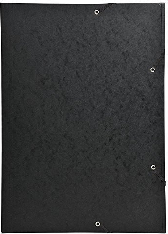 Exacompta 59502E | 5er Sparpack Sammelmappe mit Gummizug und 3 Klappen aus Manila Karton 600 g, Nature Future, für Din A3, schwarz (DIN A3, Schwarz, 5)