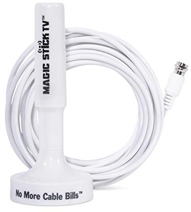 Magic Stick TV MS-50 Model, Signal Booster Antenna for Digital HDTV 1080P HD Channels, 16.5ft Cable, White