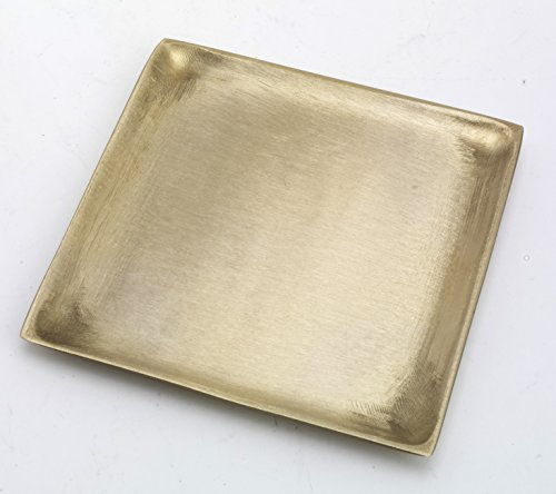 Kerzenteller Quadrat Messing matt satiniert 11 x 11 cm für Kerzen, Dekoteller