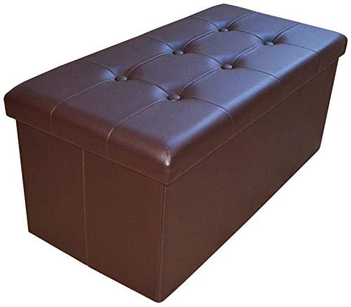 Natsen Sitzhocker Sitzbank Fußbank Aufbewahrungsbox mit Stauraum Faltbar belastbar bis 300 kg Kunstleder 76 x 38 x 38 cm (Braun)